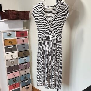 Anthropologie Black and White Striped Midi Dress
